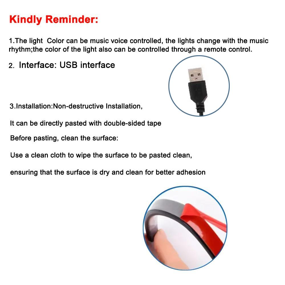 Neon LED Car Lights Multicolor Music Car Strip Light, Under Dash Lighting with Remote Control, USB Powered RGB Color Changing Decorative Light, Car Ambient Light