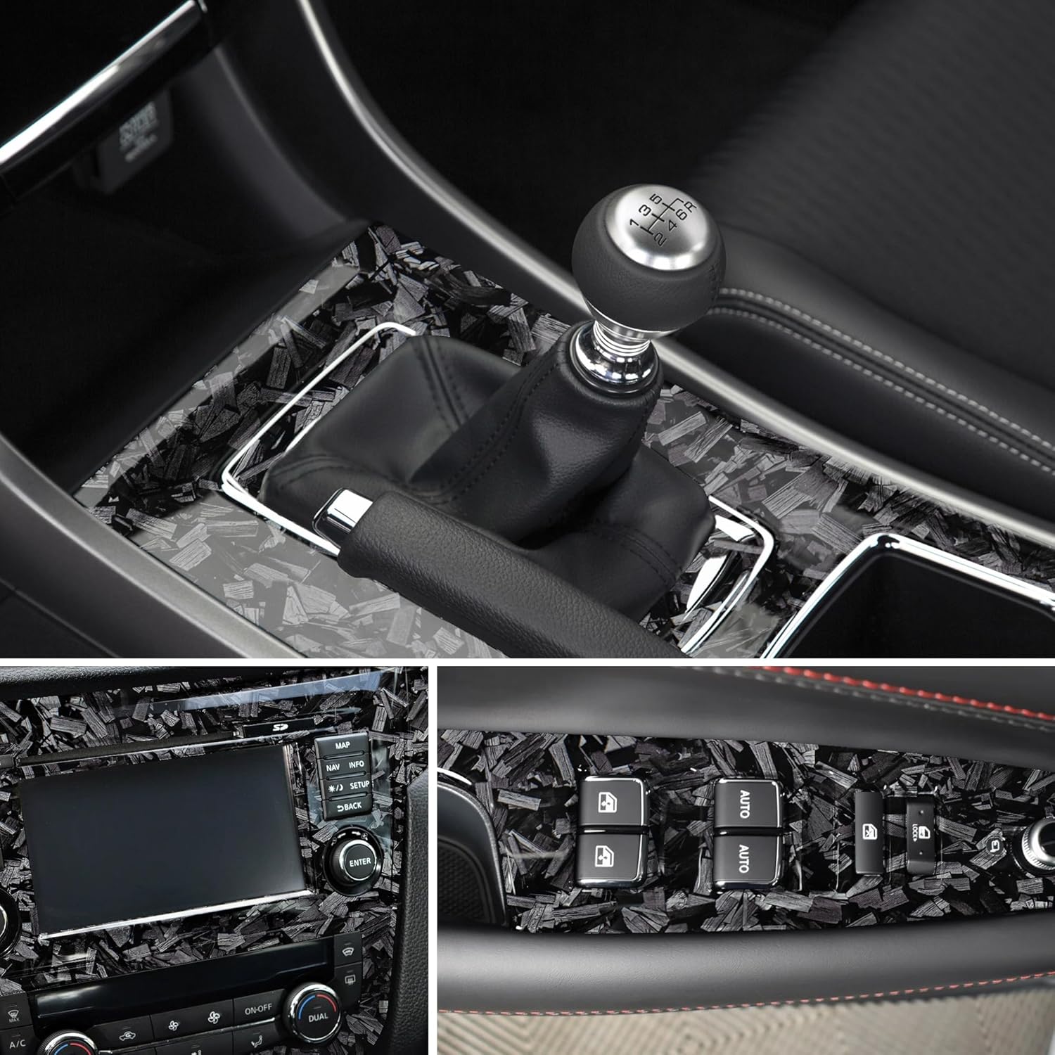 Forged Carbon Fiber Vinyl Wrap, High Gloss Car Wrap Vinyl Roll, Auto DIY Decal Film Sheet with Air Release Technology, Self-Adhesive Car Wrapping 1ft x 5ft