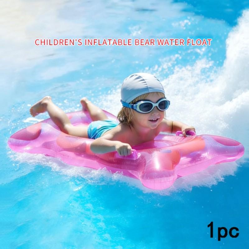 1pc Creative Jelly Bear Kids Water Board, Portable Handle Transparent Inflatable Surfboard, Fun Beach Toy for Children, Easy to Carry