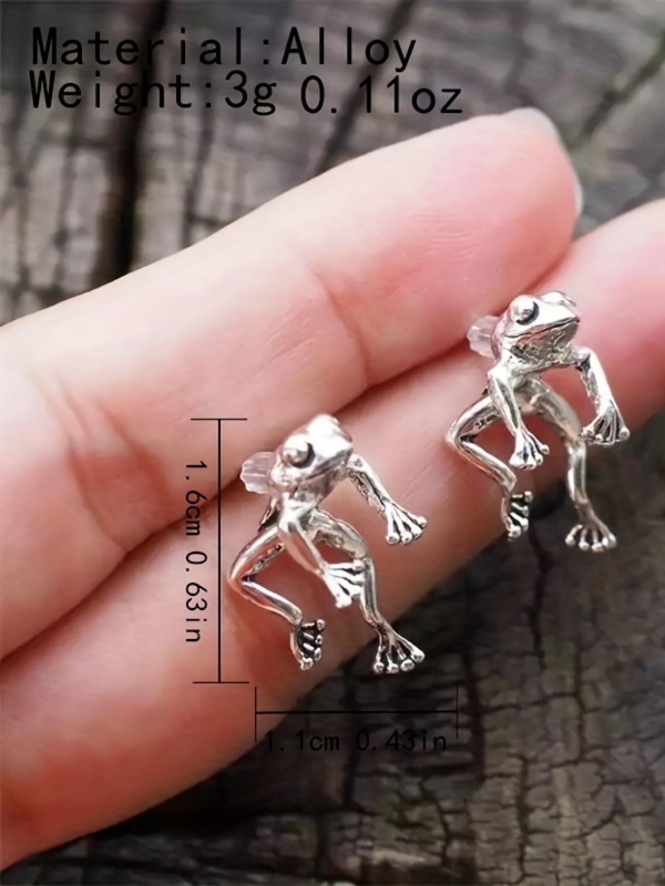 Creative Funny Retro Style Frog Design Pretty Studs Earrings, Dainty Fashion Jewelry, Unique Animal Design Dainty Matching Jewelry Accessory As Gift for Women