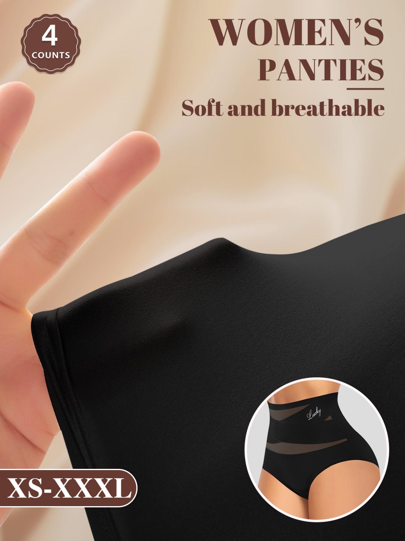 Women's High-Waisted Fitted Mesh Panties Set (4-Pack), Soft Breathable Non-Irritating Design, Comfortable All Season Underwear, Sizes S-Xxl