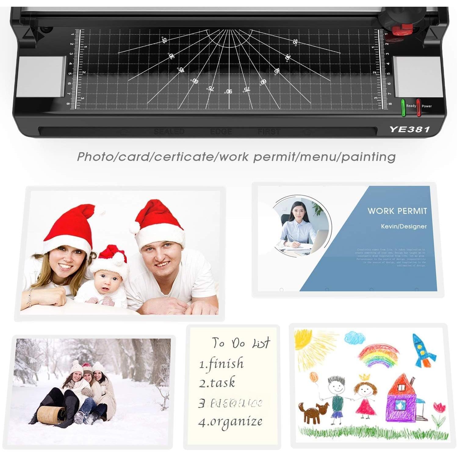 Laminator Machine for A3/A4/A6, YE381 13inch Thermal & Cold Laminating Machine for Office School Teacher Use with 50 Pouches, Paper Trimmer and Corner Rounder Laminator Machine for A3/A4/A6, YE381 13inch Thermal & Cold Laminating Machine for Office School Teacher Use with 50 Pouches, Paper Trimmer and Corner Rounder