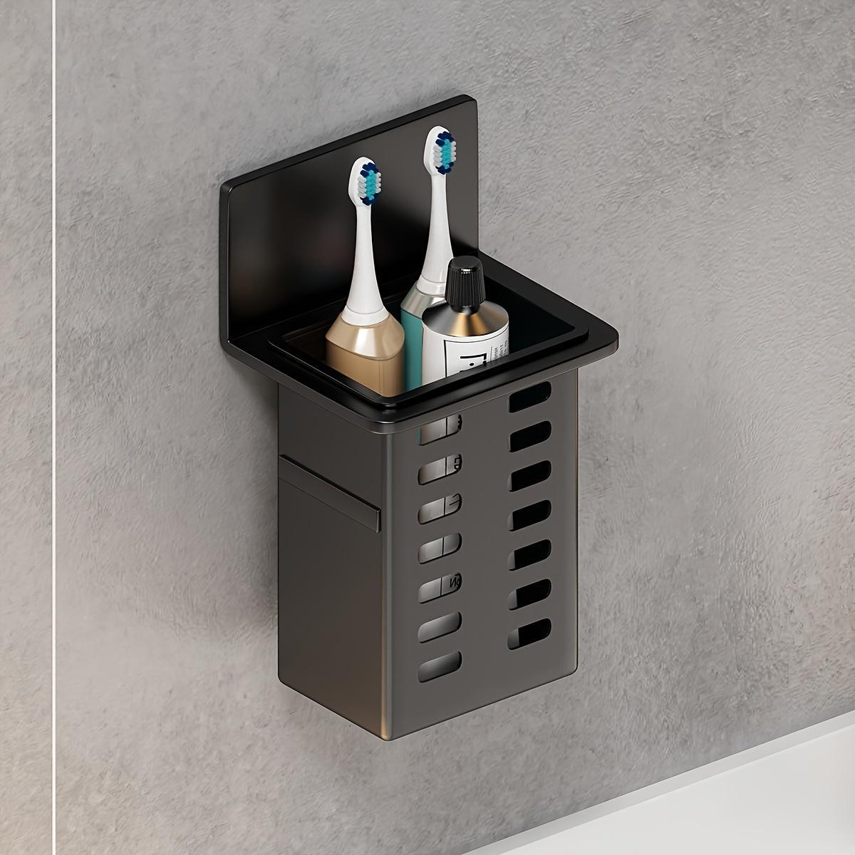 1pc/2pcs Black Bathroom Toilet Shelf, No-Drill Wall-Mounted Storage Rack for Small Items and Tools, for Bathroom, Shower, Washroom, and Vanity, Shelves