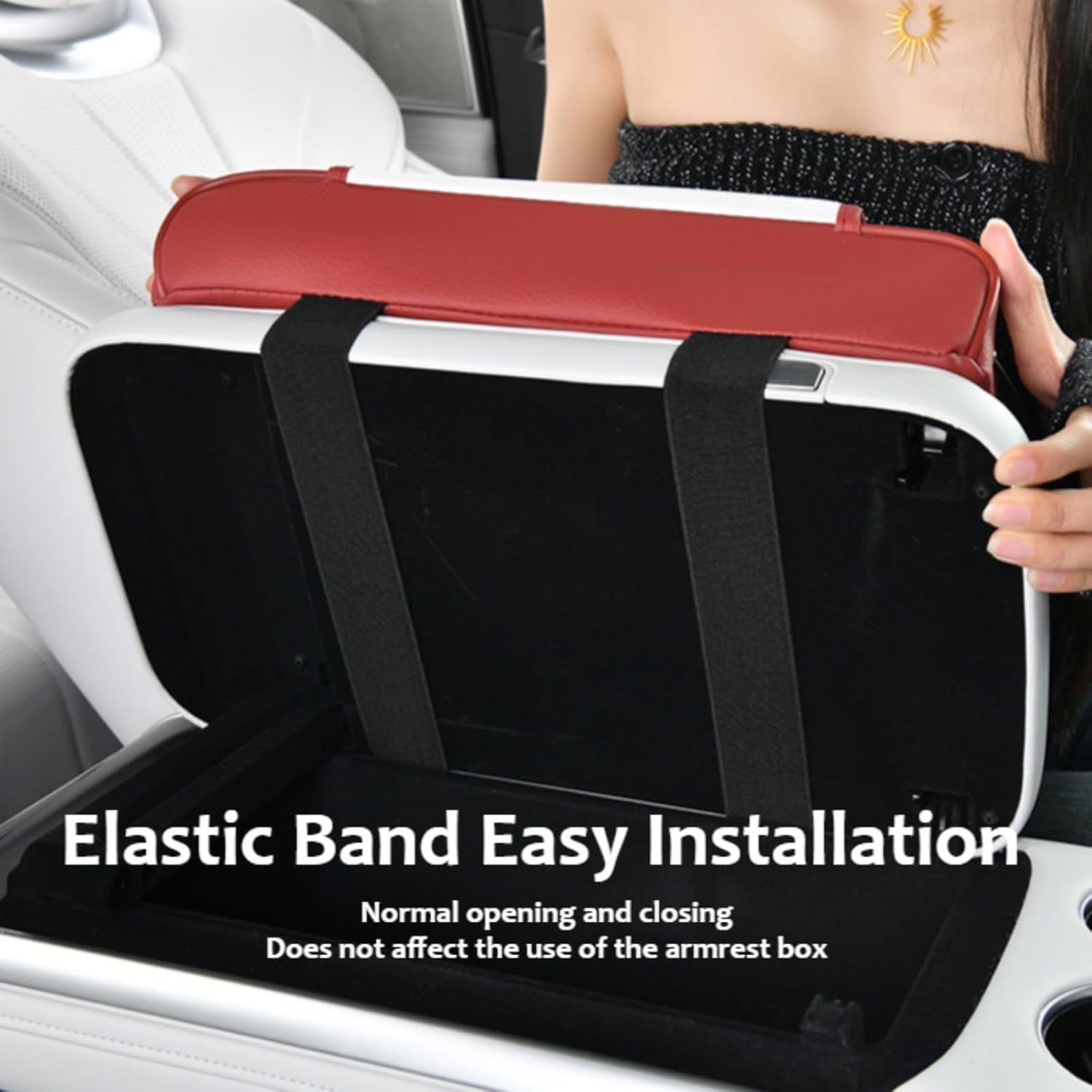 Car Multi-Functional Handrest Storage Cushion, Fast Charging Type C & Type a Dual Ports, Music Sync RGB Ambient Light, Easy Install, Car Armrest Box Accessories,  Car Console Organizer