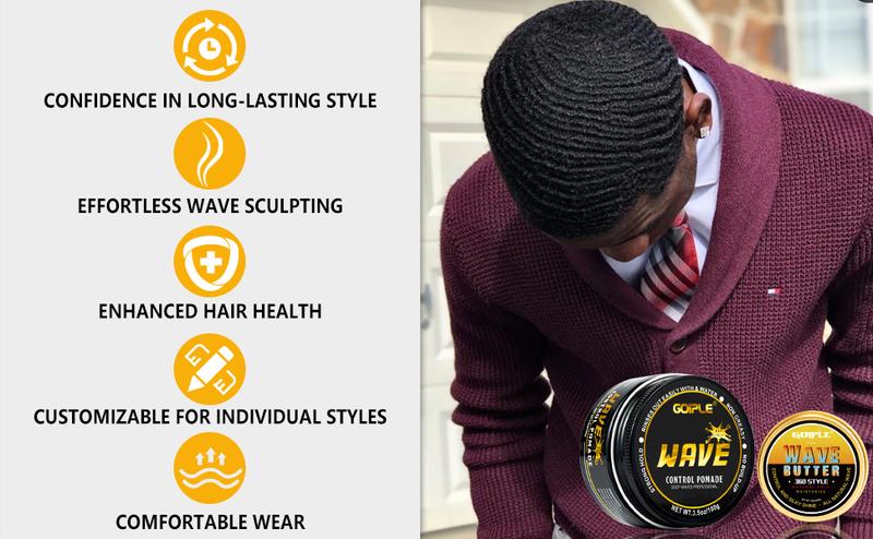 Strong Hold Wave Pomade for Men, Easy Wash 360 Wave Hair Cream Grease , Moisture, Silky Shine, Brush and Durag Cap Haircare Nourishing Strong Hold Wave Pomade for Men, Easy Wash 360 Wave Hair Cream Grease , Moisture, Silky Shine, Brush and Durag Cap Haircare Nourishing