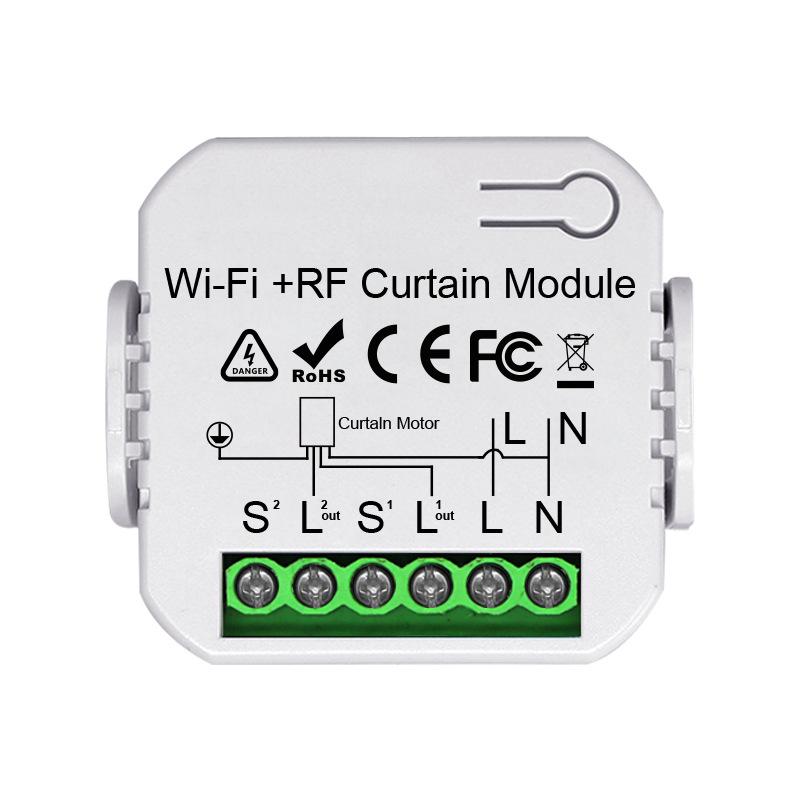 Tuya Smart Wi-Fi Curtain Controller - Compact Plastic Wi-Fi Connected Automatic System for Household Tubular Motors with Timing, Voice Activation, Quick Wireless Connection