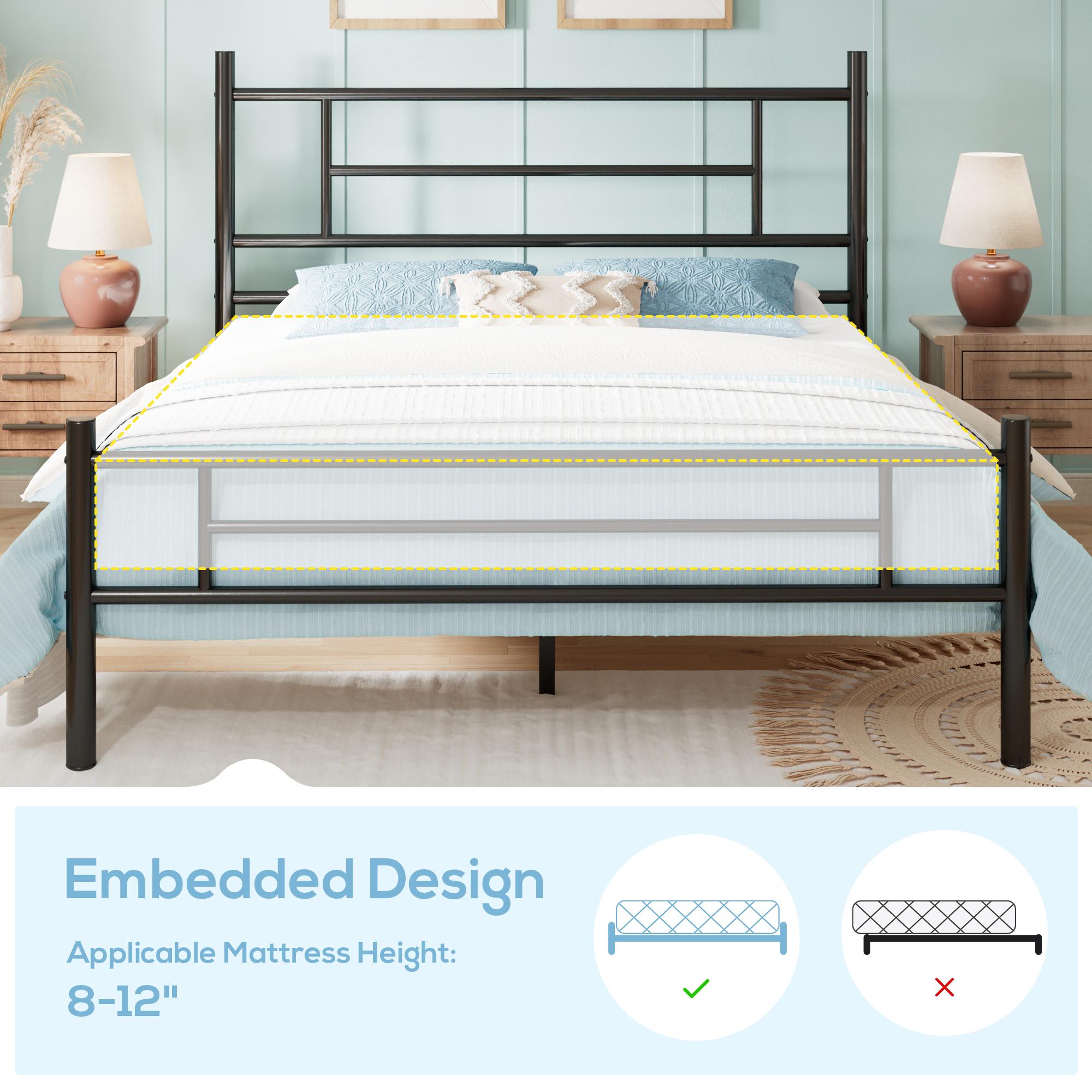 MUTICOR Modern Industrial Metal Bed Frame,Full/King/Queen Bed Frame, Minimalist Line Design, Heavy-Duty & Durable, No Box Spring Needed#TikTokShopBlackFriday #ChristmasGifts