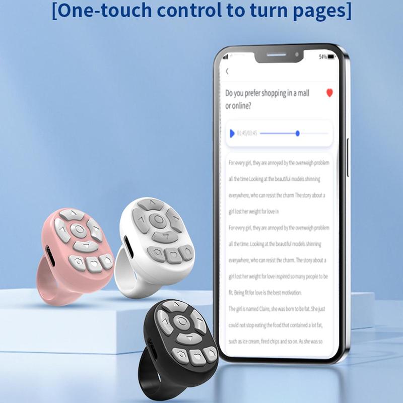 Multi-function BT Wireless Ring Remote Control Portable Fingertip Selfie Video Controller Automatic Page Turner Browsing For Phone