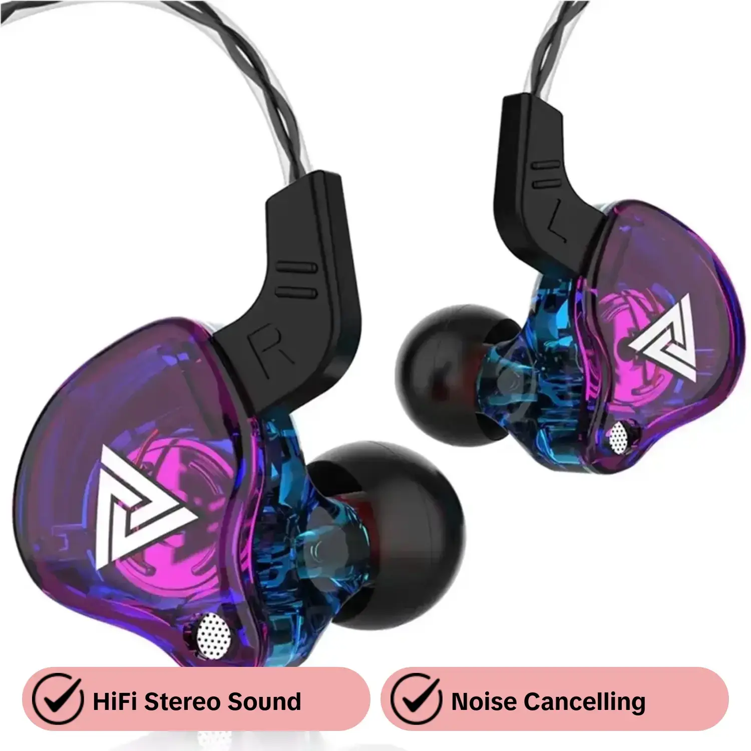QKZ In-ear Design Wired Earphone, In Ear Earphones, 1 Count HiFi Stereo Sound Earbuds with Microphone, Noise Cancelling Earphone for Gaming, Sports, Office, High Quality Headphones, Audio