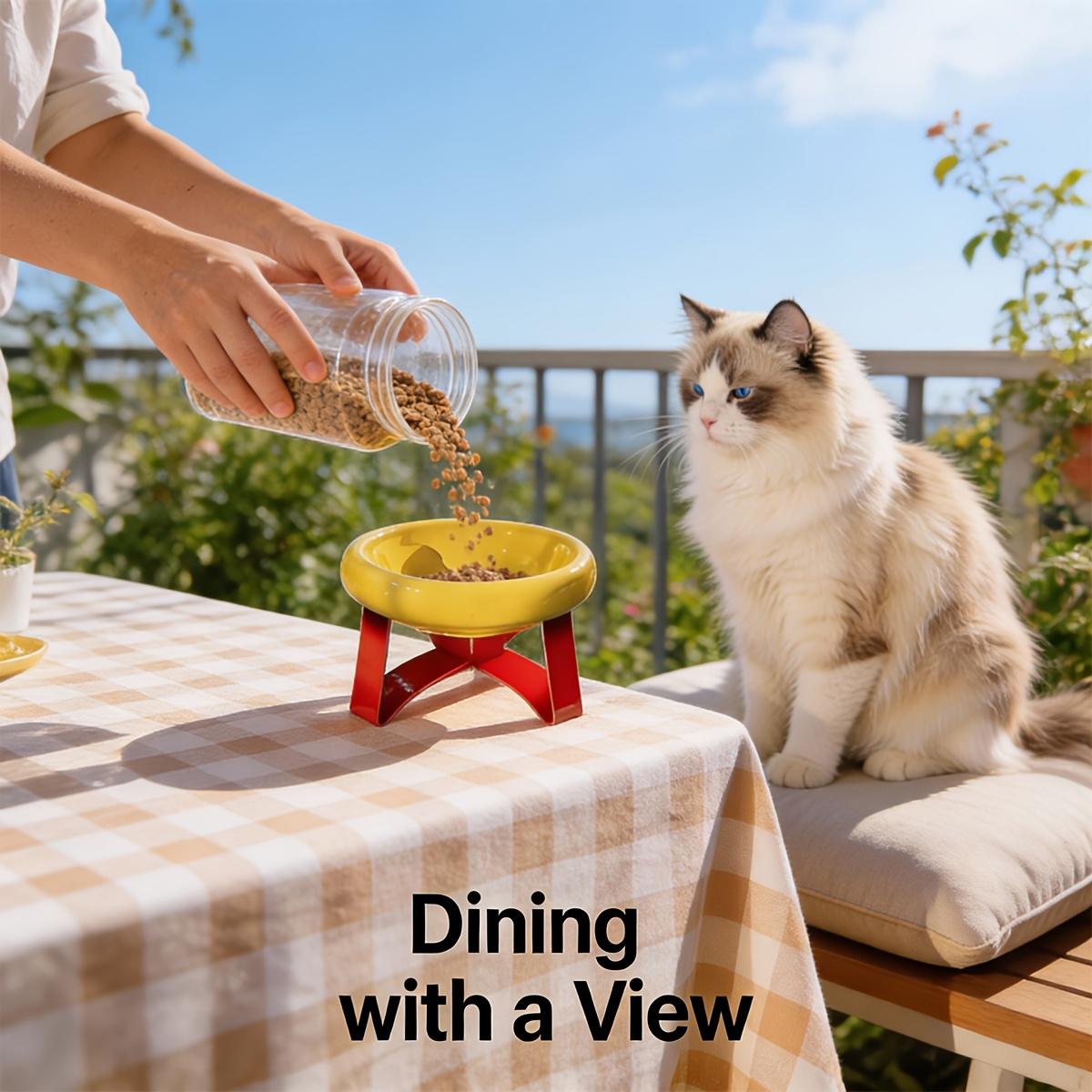 Stylish 15-Tilt Anti-Spill Elevated Pet Food Bowl, High Leg Cat Feeding Bowl, Non-Slip Wide Base, Durable Plastic, Suitable for Cats and Small Dogs