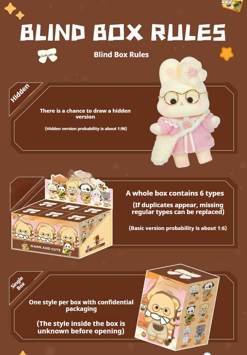 Cute Animal Blind Box Plush Keychain, Kawaii Fluffy Panda/Bear/Sheep Bag Charm, Mystery Box Collectible Toy, Gift for Kids & Friends