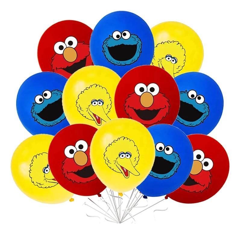 Cartoon Sesame-Street Party Decoration Elmo Theme Birthday Party Plate Cup Cake Topper Balloons  Baby Shower For Kids Supplies
