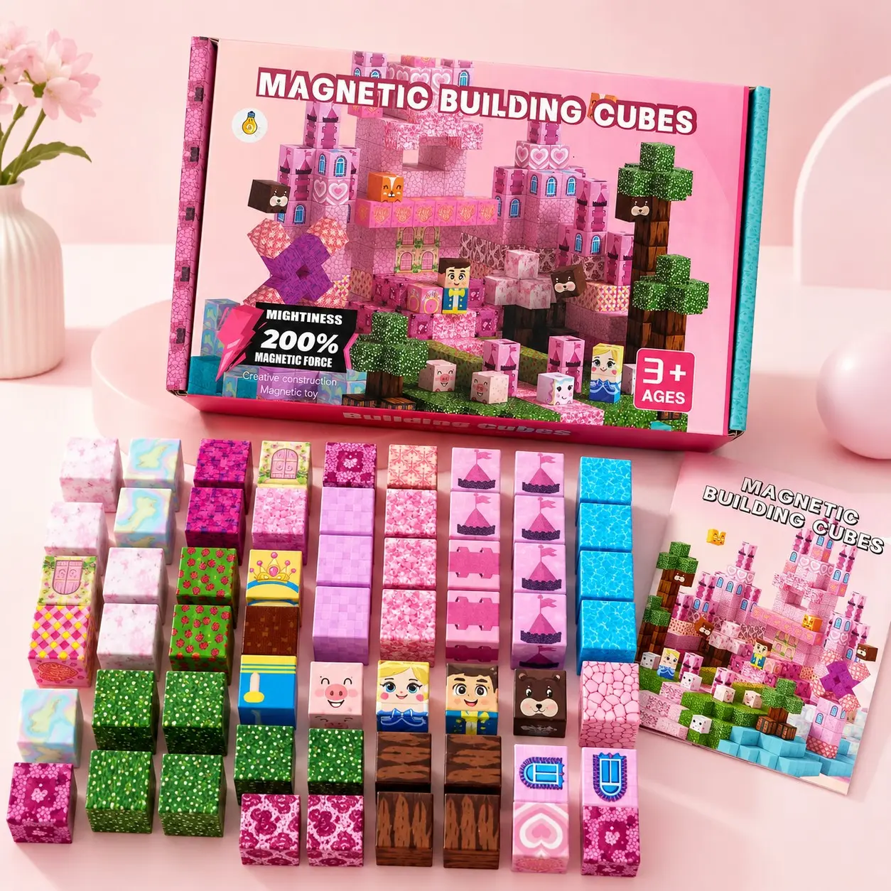 Dreamy Princess Castle Magnetic Blocks Set, Glow Version, Girl Gift Toy, Parent-Child Interaction, Birthday Present, Ages 6+, Stem Magnetic Blocks
