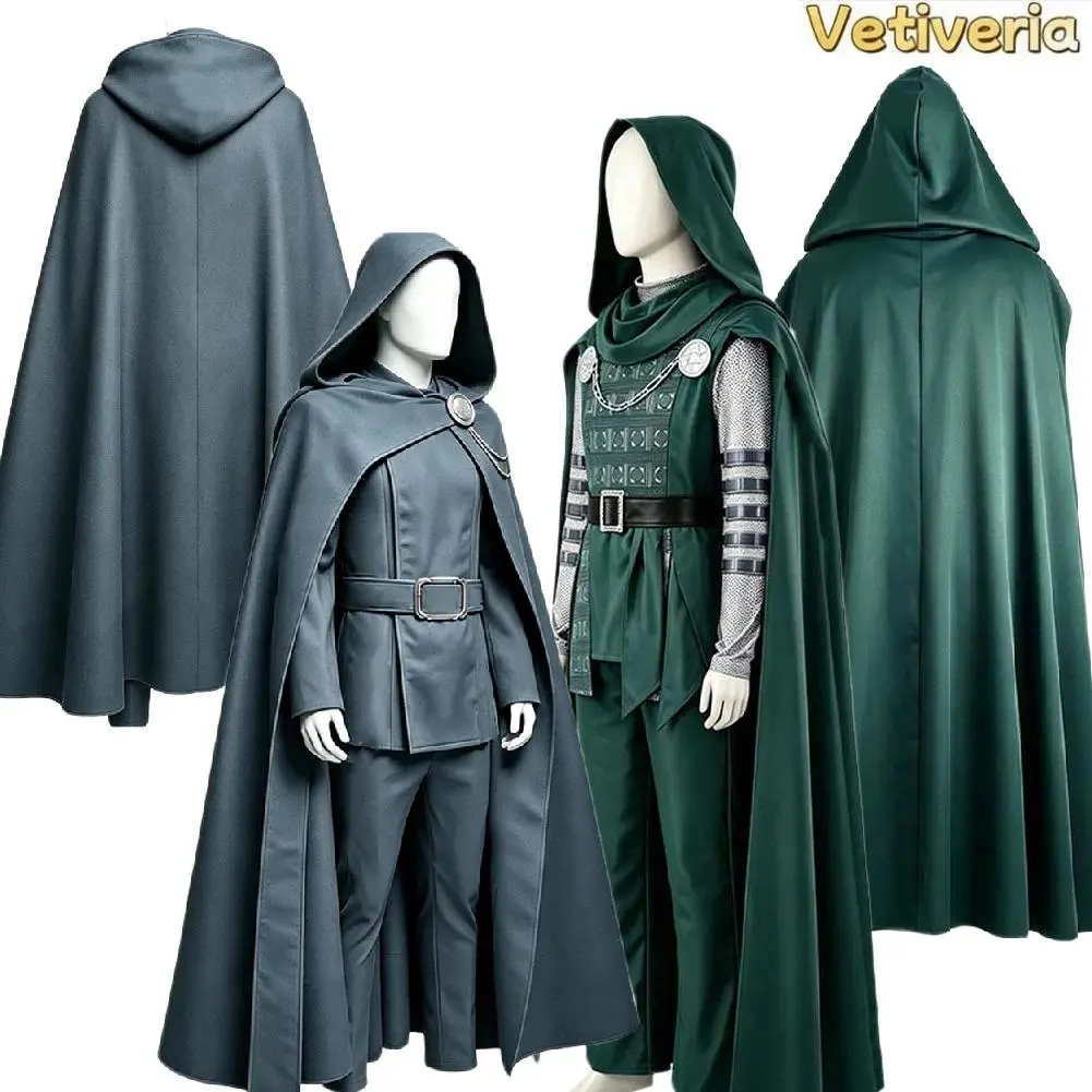 Fantasia Dr Cosplay Men Costume Doom Movie Day Hooded Cloak Coat Pants Full Set Clothing Male Halloween Carnival Disguise Suit