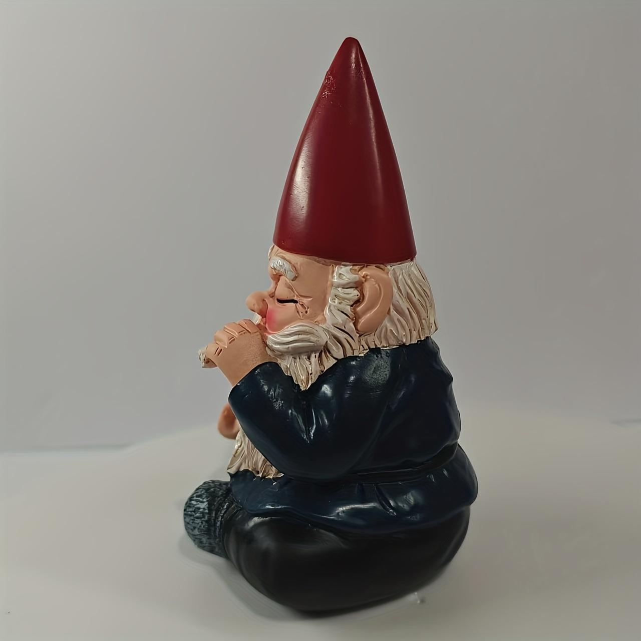 Smoking gnome garden statue-resin gnome sculpture, suitable for outdoor decoration, perfectly matched with courtyard and lawn-charming fairy tale theme