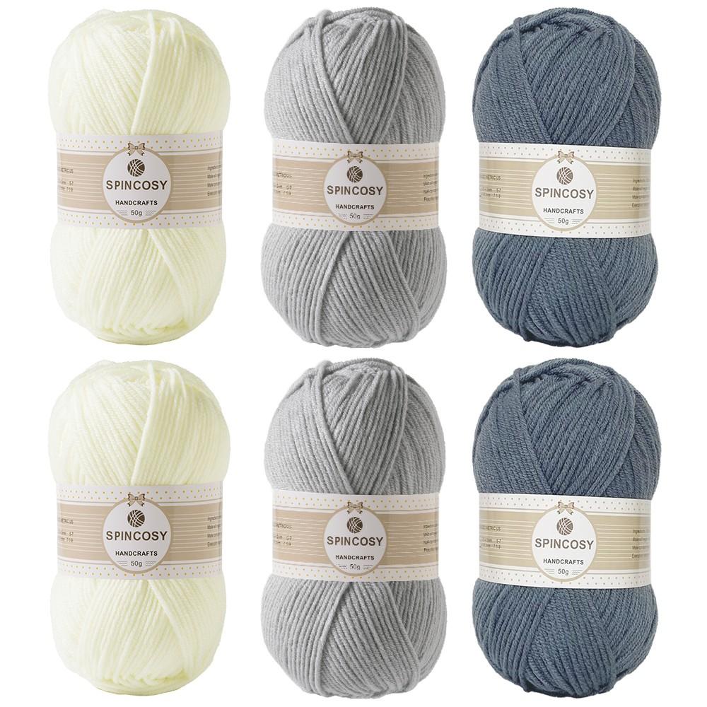 6-Pack Multicolor Acrylic Yarn, 50g Per Ball, Soft and Skin-Friendly, Ideal for Knitting Summer Clothes and Hats, DIY Gifts, Outdoor Activities