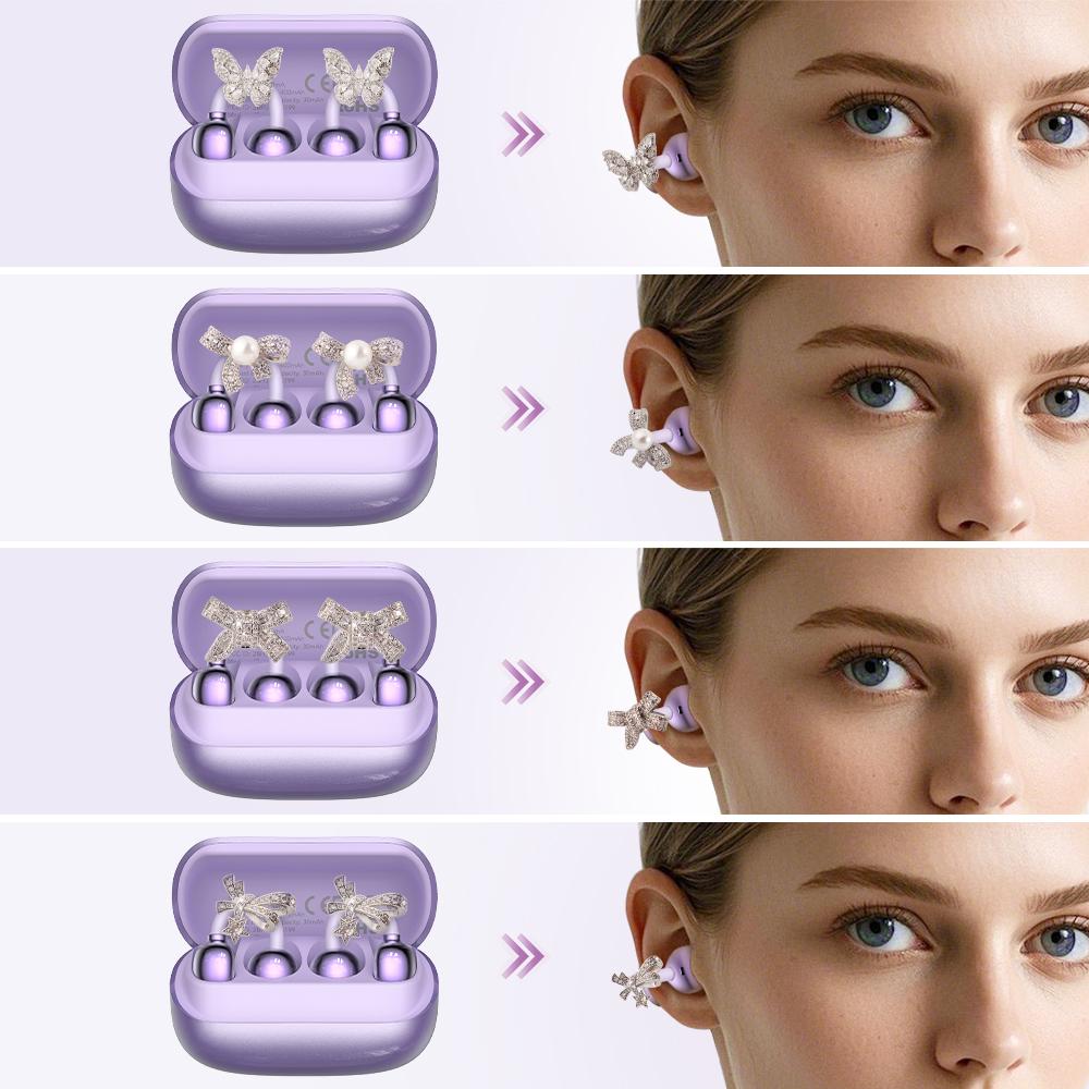 MINISO MS199 Translation Clip On Ear Headphones Full Color Touch Screen, Audio Wireless Headphones Support 135 Languages Real Time Bluetooth Translation Built-in Microphone for Music & Phone Calls,Sport Waterproof & Sweatproof