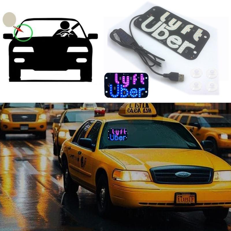Lights with USB interface, LED logo on car windows; Two tone blue+pink sticker suction cup, adjust brightness, taxi display screen license plate lights taxi empty lights identification lights adjustable brightness dynamic function Sticker for Cars