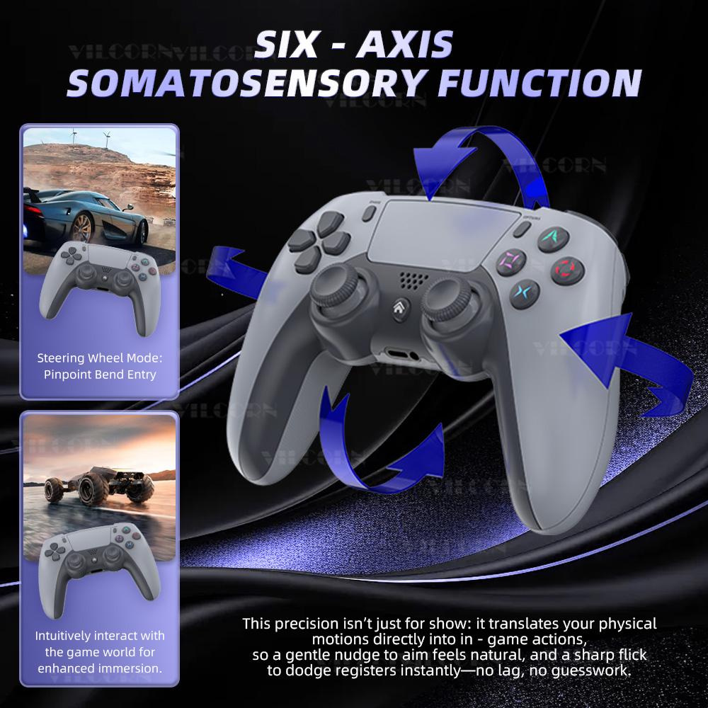 Wireless Gamepad for PS4 Console Bluetooth-Compatible Phone Game Controller For PC Dual Vibration 3D Joystick For Steam/IOS/Android