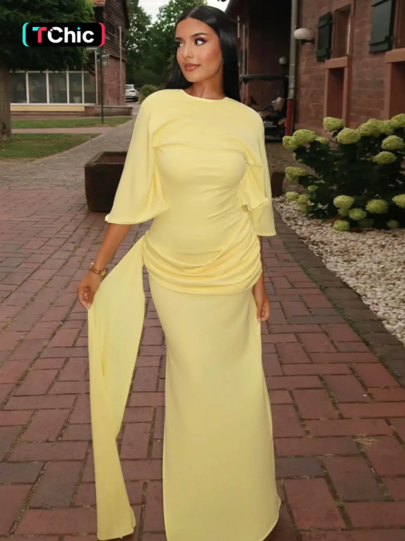 Women Summer Short Sleeve Round Neck Backless Fitted Dress Party Club Beach Vacation Bodycon Long Dress Womenswear Lady