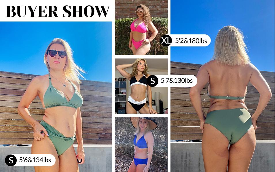 Yonique Women Girls Two Piece Bathing Suits Push Up Bikini Set Halter Swimsuit Swimming Clothing Vintage Swimwear