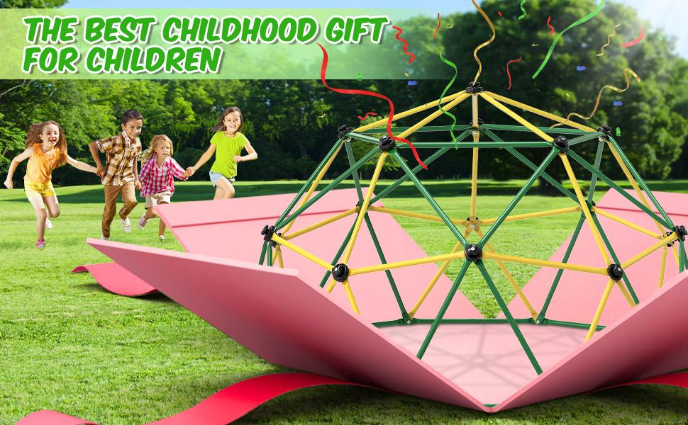 Bearbro 6FT/10FT Dome Climber, Jungle Gym for Kids 3-5 Year Outdoor Play Center, Supporting 600 lbs Rugged and Interesting Climbing Dome, Yellow and Blue