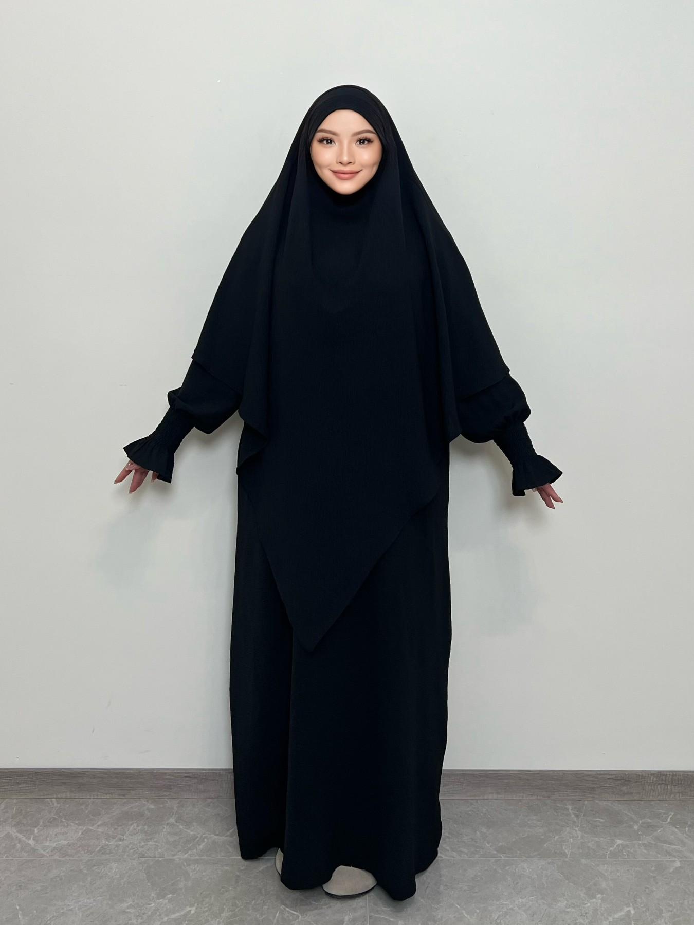 Muslim Women's Two-Layer Long Scarf, Modest Style Headscarf, Hijabs, All Seasons Wear, No Ca Prop 65 Warning, Perfect for Daily Use, Modesty