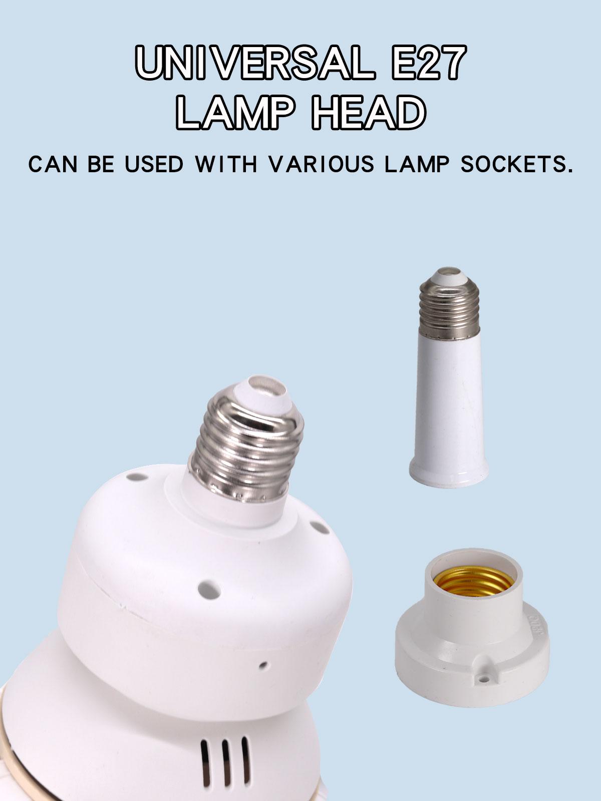 E27 Light Socket Compatible with Ceiling Fan, Wireless Remote Control & LED Bulb, 3 Color Changing, 3 Speeds, 85-265v, Small Ceiling Fan