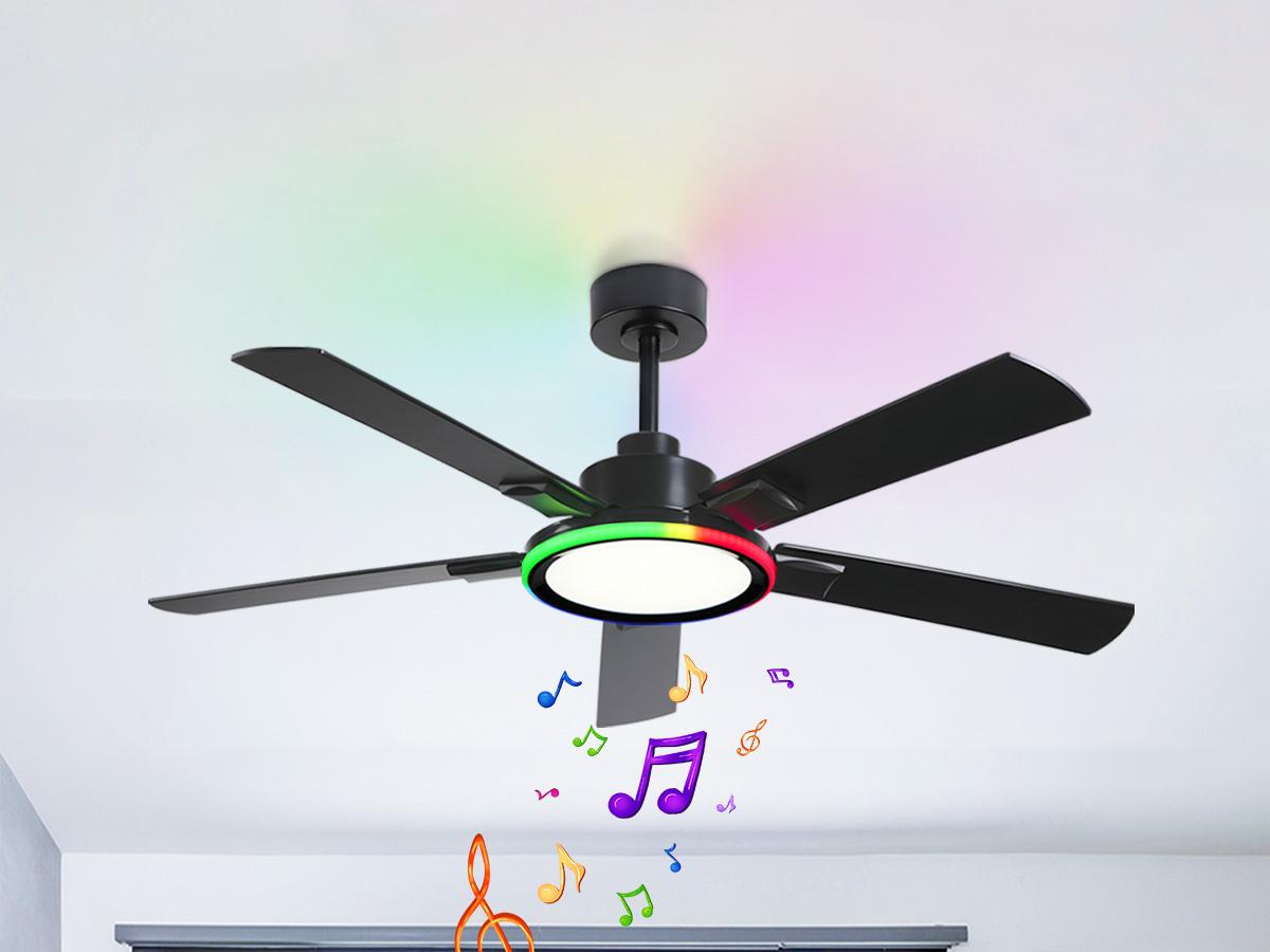 BAYSQUIRREL 52" Ceiling Fan with Lights, RGB Bluetooth Speaker, 6-Speed Reversible Motor, Full-Spectrum Lighting, Edge Ambient Lights, Smart Lighting Solutions,Feb Faves,Valentine's Day
