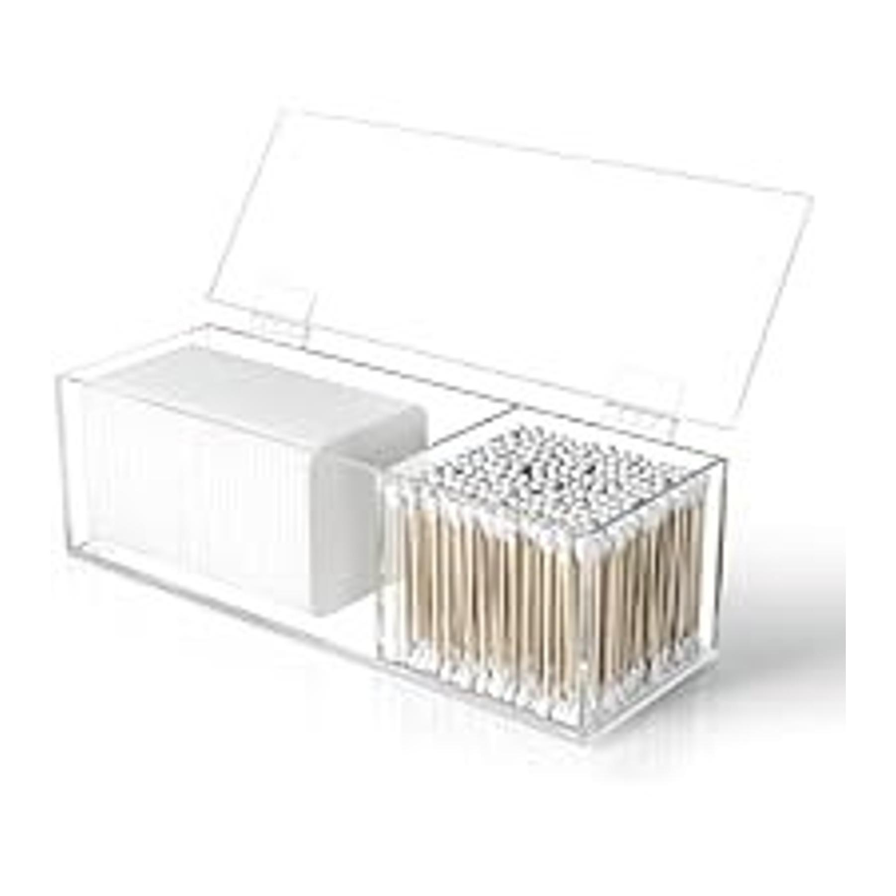 Acrylic Clean Pad Storage Box, Cotton Pad Dispenser, Square Rounds Cotton Pad Holder (Pad Not Included) - Vertical with Lid