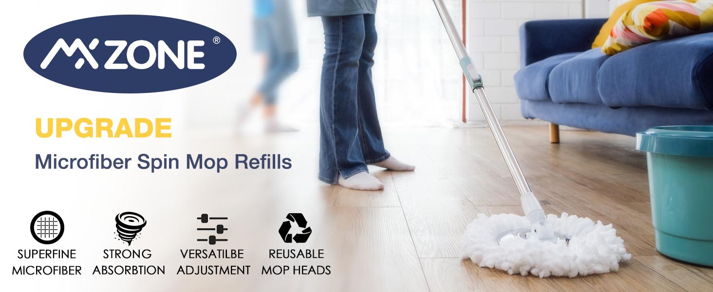 MXZONE  Spin Mop Replacement Head for Hurrica, Mopnad, Cassabel & Other 360 Spin Mop Systems - Reusable Microfiber Refills for Easy Cleaning Grime Windows Plastic mop