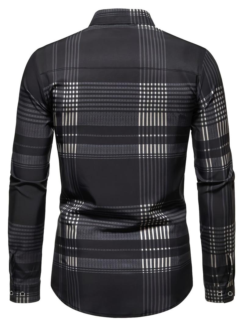 Men's Long Sleeve Casual Shirt, Fashionable Simple Design, Ideal for Dates & Social Events, Perfect Choice for Spring Summer Fall Cs5861 Men's Long Sleeve Casual Shirt, Fashionable Simple Design, Ideal for Dates & Social Events, Perfect Choice for Spring Summer Fall Cs5861