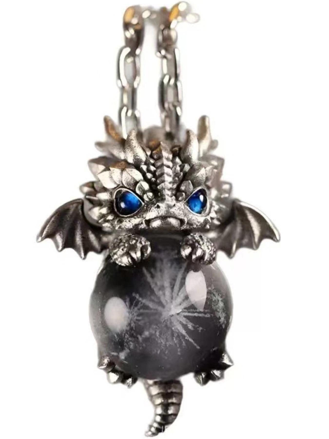 Dragon Year Zodiac Necklace, Retro Birth Year Pendant, Cute Dragon Design, Silver Color Chain, Birthday Gift, Couple Jewelry