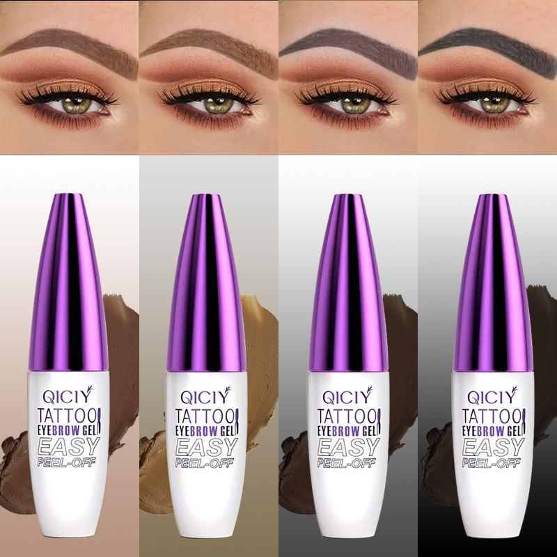 Easy Peel-Off Eyebrow Gel - Waterproof & Sweatproof, Long-Lasting Black or Brown Tattoo Tint, Film Forming, Medium Coverage for All Skin Types