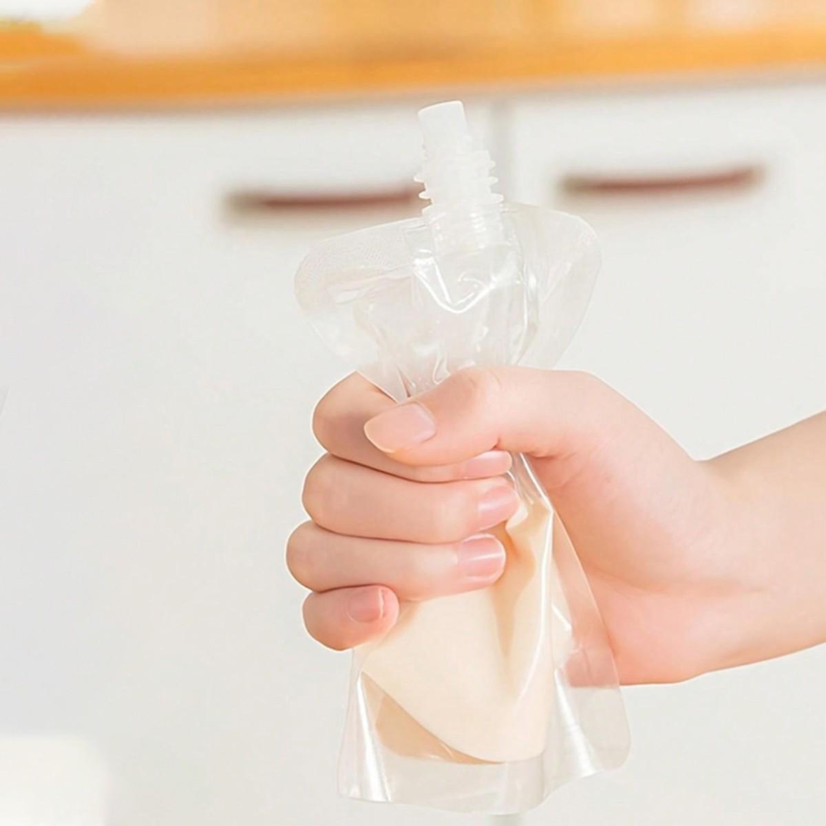 10-Pack Reusable Hidden Plastic Drink Bags, Leak-Proof Storage Pouches, Transparent Plastic Bags, Ideal for Beverages, Yogurt, Travel Use