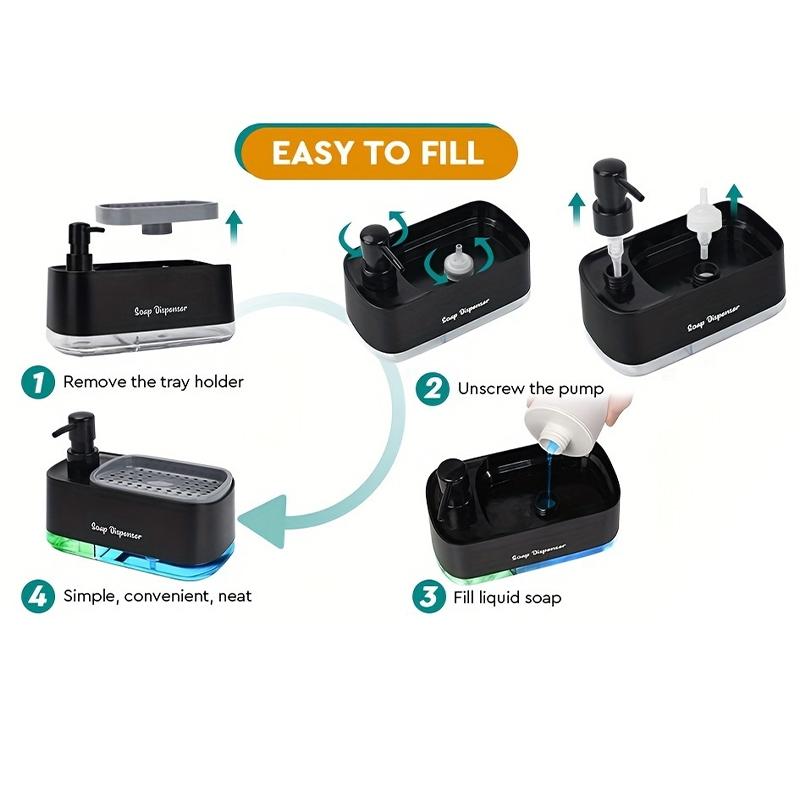 Multifunctional Bathroom Accessories Set, Includes Soap Dispenser, Sponge Holder, Kitchen Sink Pump, Ideal for Christmas Festival Use