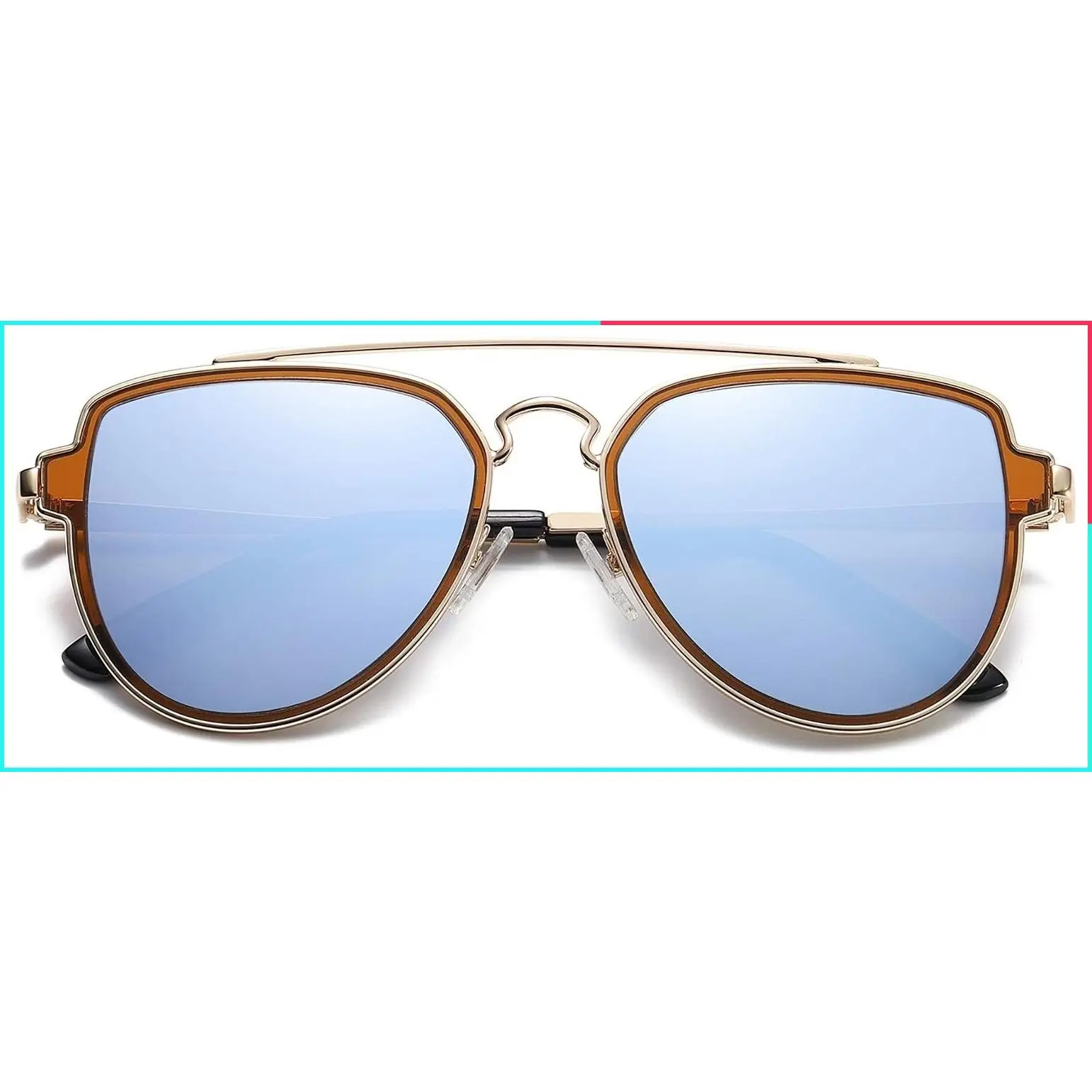 Retro Aviator Polarized Double Bridge Sunglasses for Men Women Mirrored Lens SJ1051