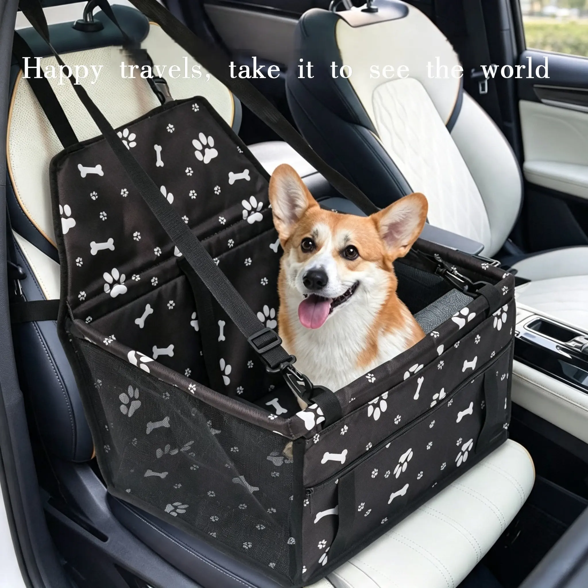 Portable Foldable Pet Car Seat, Breathable Mesh Dog Cat Travel Safety Seat, Car Mount for Pets, Ideal for Automotive Use