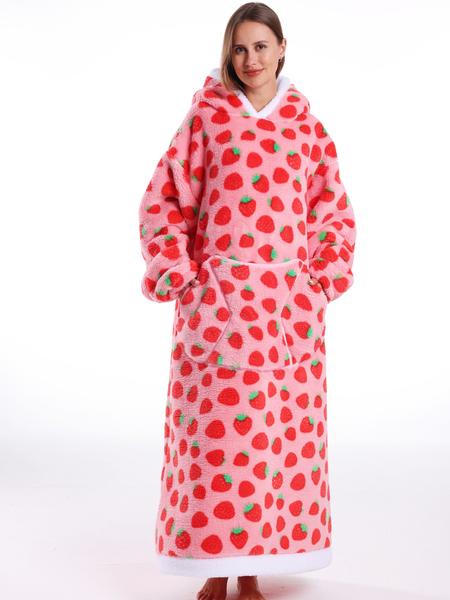 Women's Skull Print Bathrobe, Thick Casual Loungewear with Pockets, Halloween Theme, Fall & Winter, Loose-Fit TV Blanket, Flannel Cozy Blanket