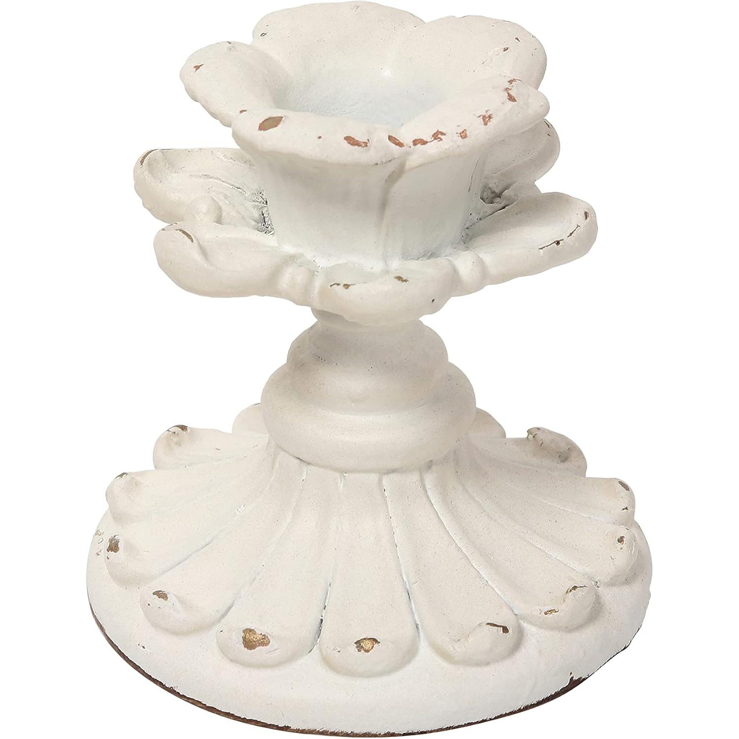 White Candle Stick Holder , Flower Candlestick Holder, 3 Inch Taper Candle Holder Small, Short Rustic Candle Centerpieces for Tables, Wedding, Dining, Party White Candle Stick Holder , Flower Candlestick Holder, 3 Inch Taper Candle Holder Small, Short Rustic Candle Centerpieces for Tables, Wedding, Dining, Party