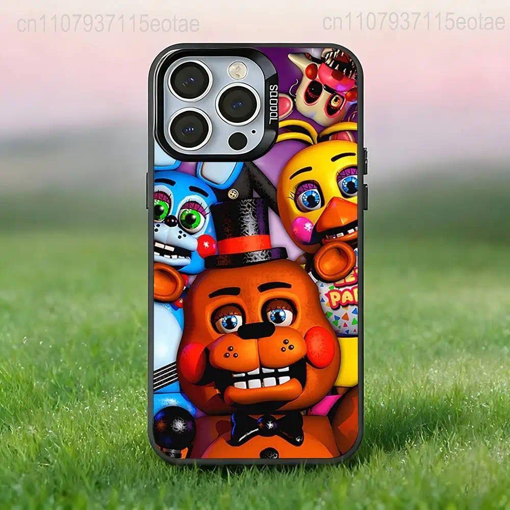 FNAF F-Five-Nights at F-Freddys Anti-Fall Black Bumper Phone Case For iPhone 11-17 Pro Max/Plus & Samsung Galaxy S23-S25
