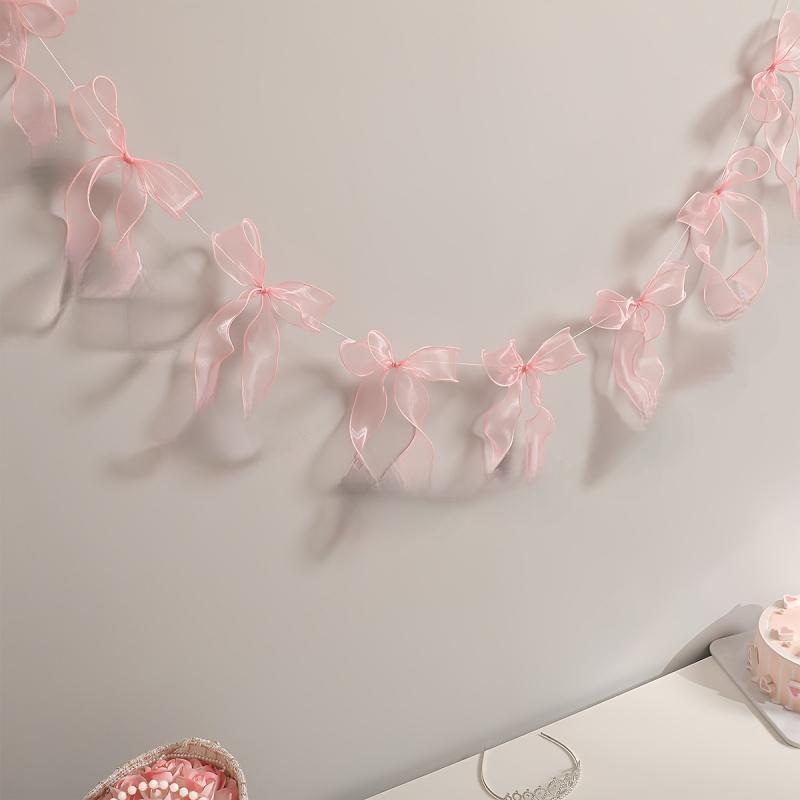 Bow Pull String Birthday Party Decoration, Valentine's Day Wedding Party Background Decor, Banner Festival Gathering Wall Decor