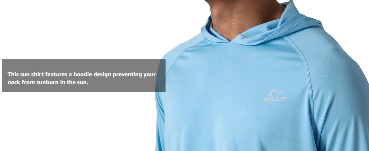 Willit Men's Sports Long Sleeve Sun Protection Shirt UPF 50+ Protective Hoodie Sun Protection Shirt SPF UV Protection Shirt Long Sleeve Fishing Outdoor Lightweight