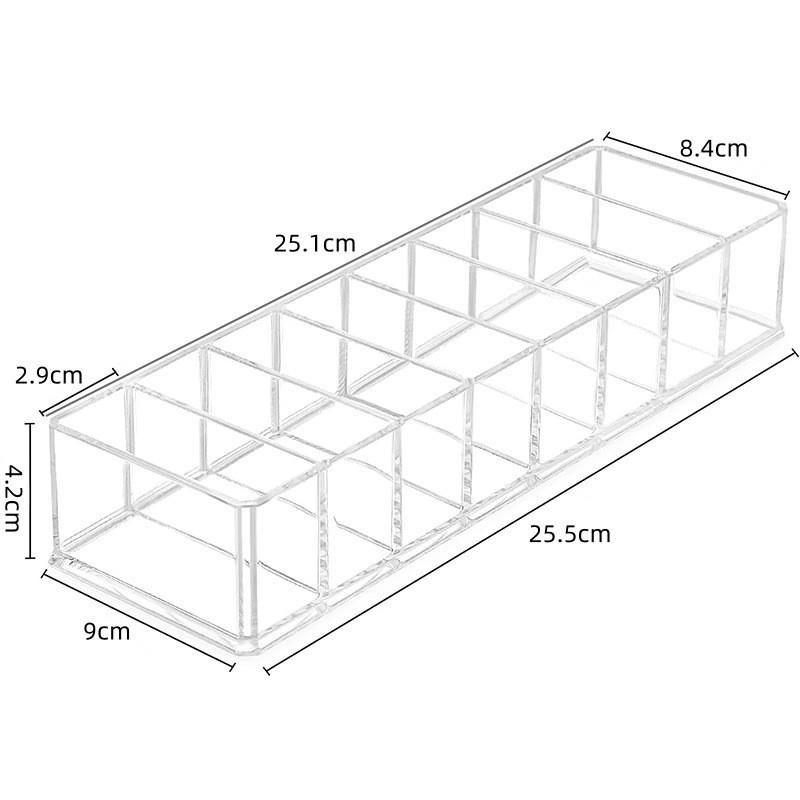 8-Cell Transparent Plastic Cosmetic Storage Box, Lipstick and Eye Shadow Rack, Bathroom Necessities Cosmetics Storage Tray