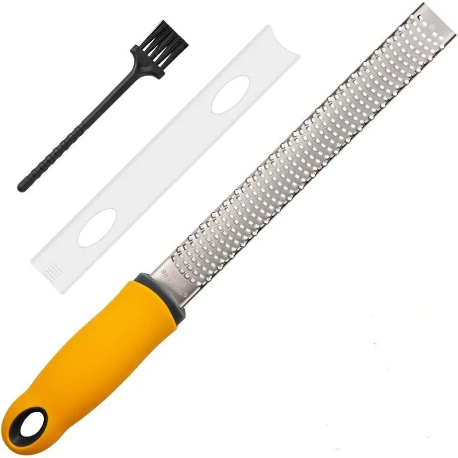 Zester, Hand Cheese Grater, Zester Grater with Handle, with Razor- Stainless Steel , Protective Cover and Cleaning brush, Dishwasher Safe, by NSpring