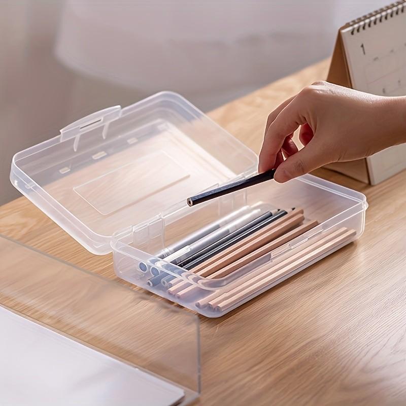 Large Capacity Multi-Functional Plastic Storage Box, Transparent Pencil Case, Simple Stationery Box for Students, Art Sketching Supplies Organizer