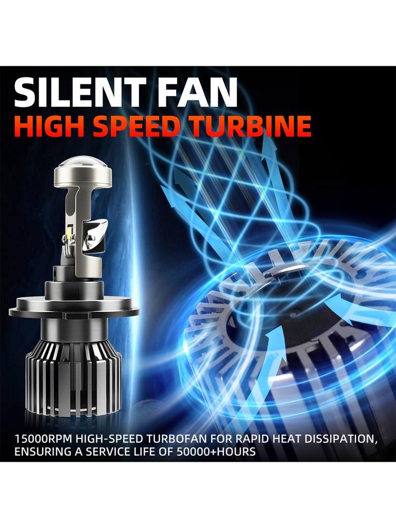 2 Pack H7 H4 H9/H11 9005/HB3 9006/HB4 LED Car Headlight Bulbs 12-24V No Canbus Error High and Low Beam Automotive Lens with Aviation Aluminum Heat Dissipation Fan Plug and Play for Cars Trucks SUVs Truck Lighting Solution Modern Headlight Upgrade