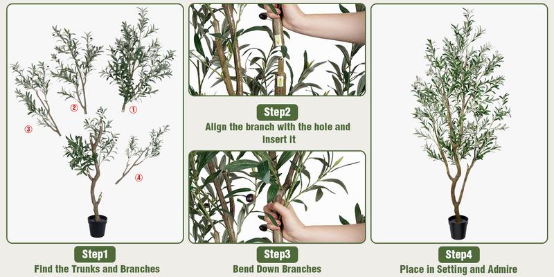 Lifelike Artificial Olive 5.25/6/7FT Tree Decorative Fake Plant Indoor Tall Plant Realistic Shape Multiple Branches and Leaves Suitable for Home Office