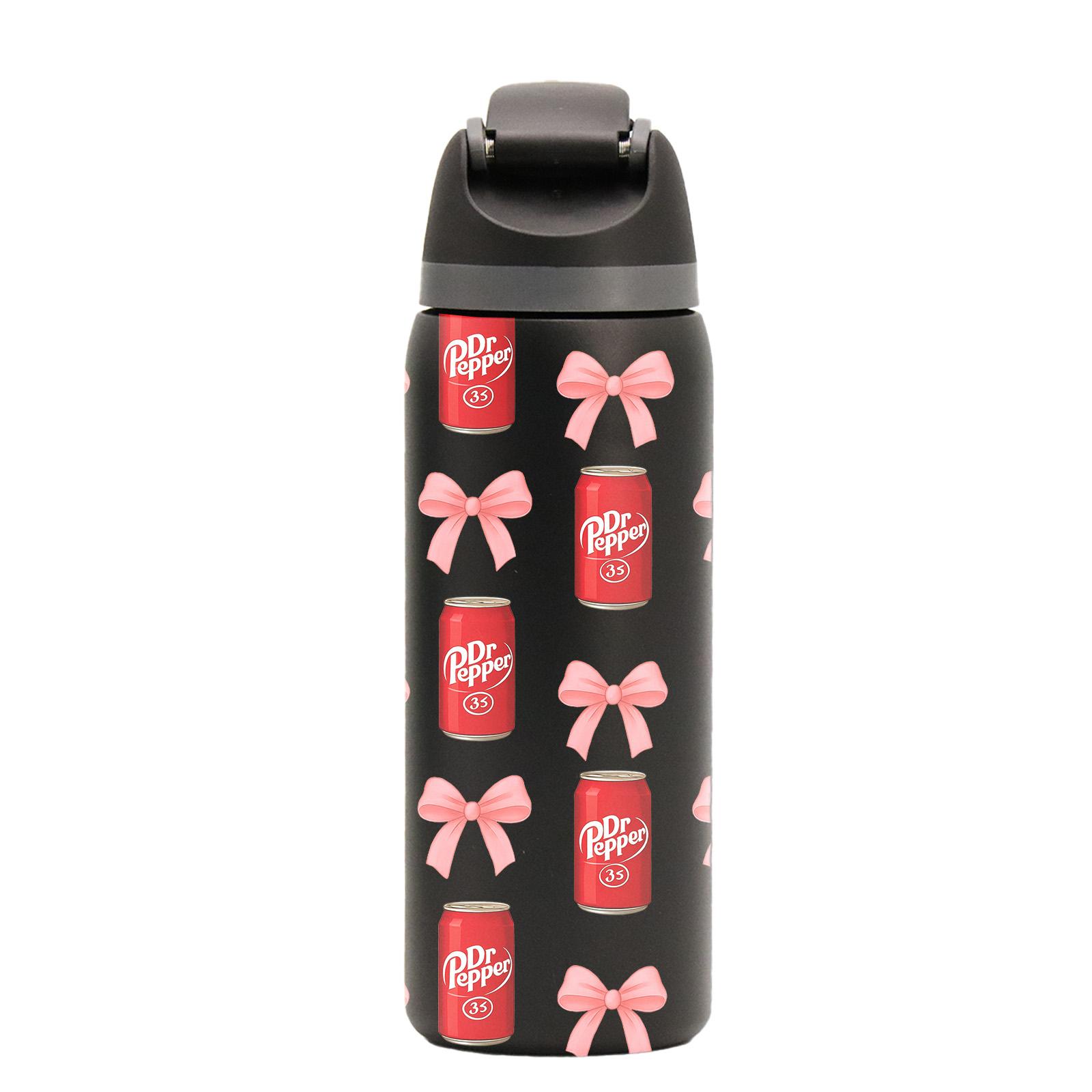 AuraCup 19/24/32oz Insulated Tumbler with Lid & Straw, Cute Pink Bow Pattern, Double-Walled Leak-Proof Stainless Steel Water Bottle for Hot & Cold Drinks, Aesthetic Cup, Hydration Tumbler, Perfect Gift for Girls