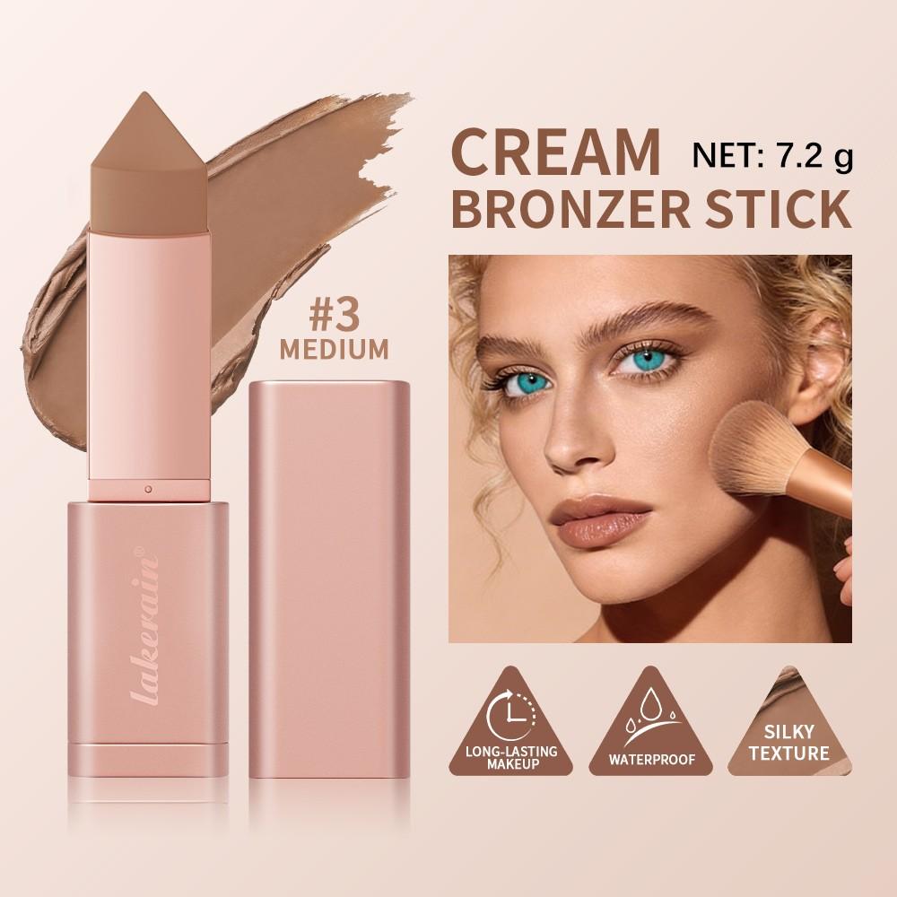 Lakerain 5 Colors Beauty Bronzer Cream Bronzer Stick Bronze Contour Stick, Long-Lasting Wear, Nourishing & Moisturizing, Waterproof & Sweatproof, Sculpted Natural Face Makeup, Summer Vibe, Suitable For Daily And Travel Use